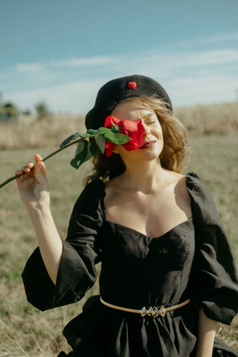 Black Red Heart French Style Beret
