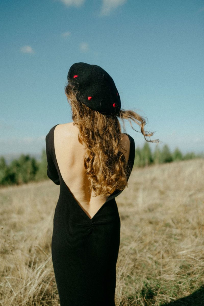 Black Red Hearts French Style Beret