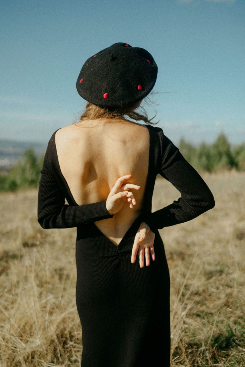 Black Red Hearts French Style Beret
