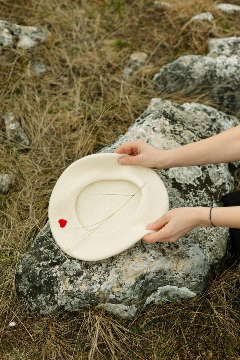 White Red Heart French Style Beret