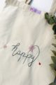 Happy Hand-embroidered Tote Bag