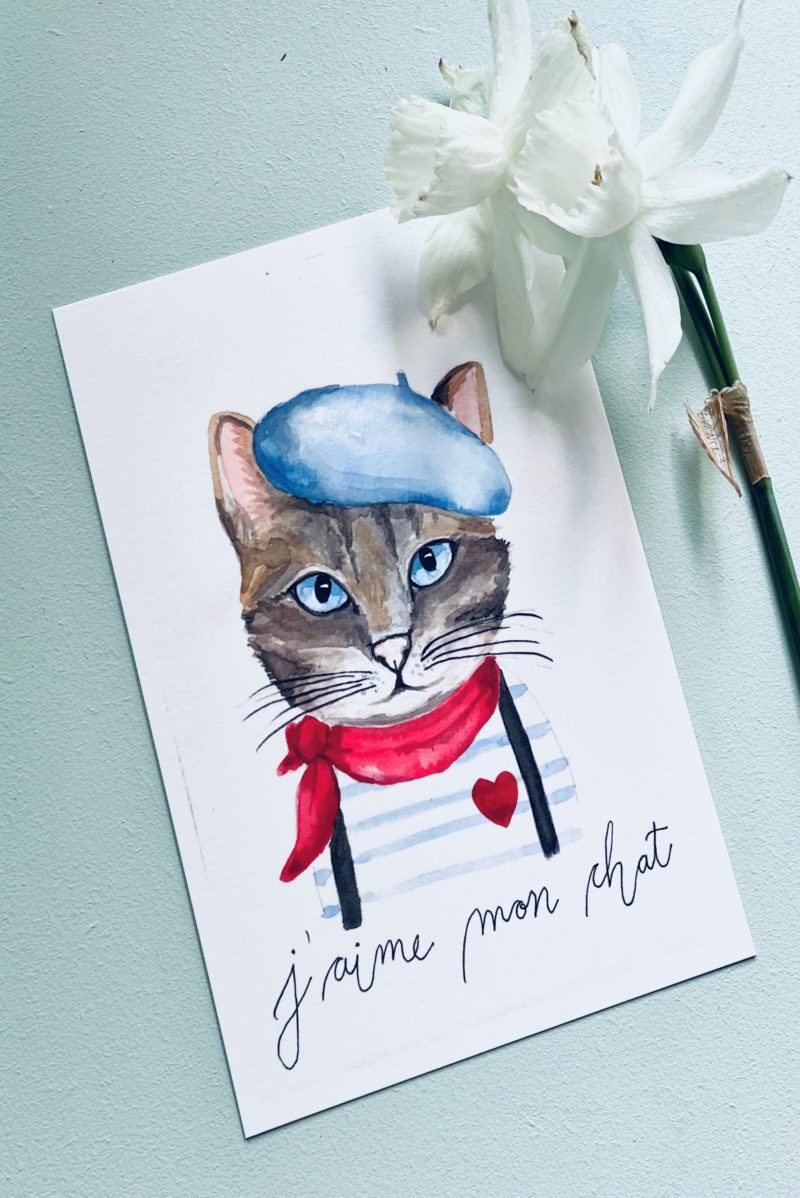 J'aime mon chat Postal Card