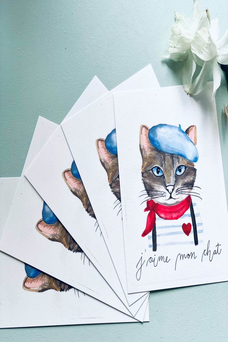 Pack 5 J'aime mon Chat Postal Cards