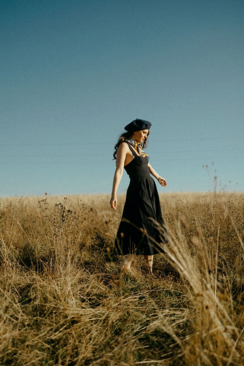 Dark Blue Red Heart French Style Beret