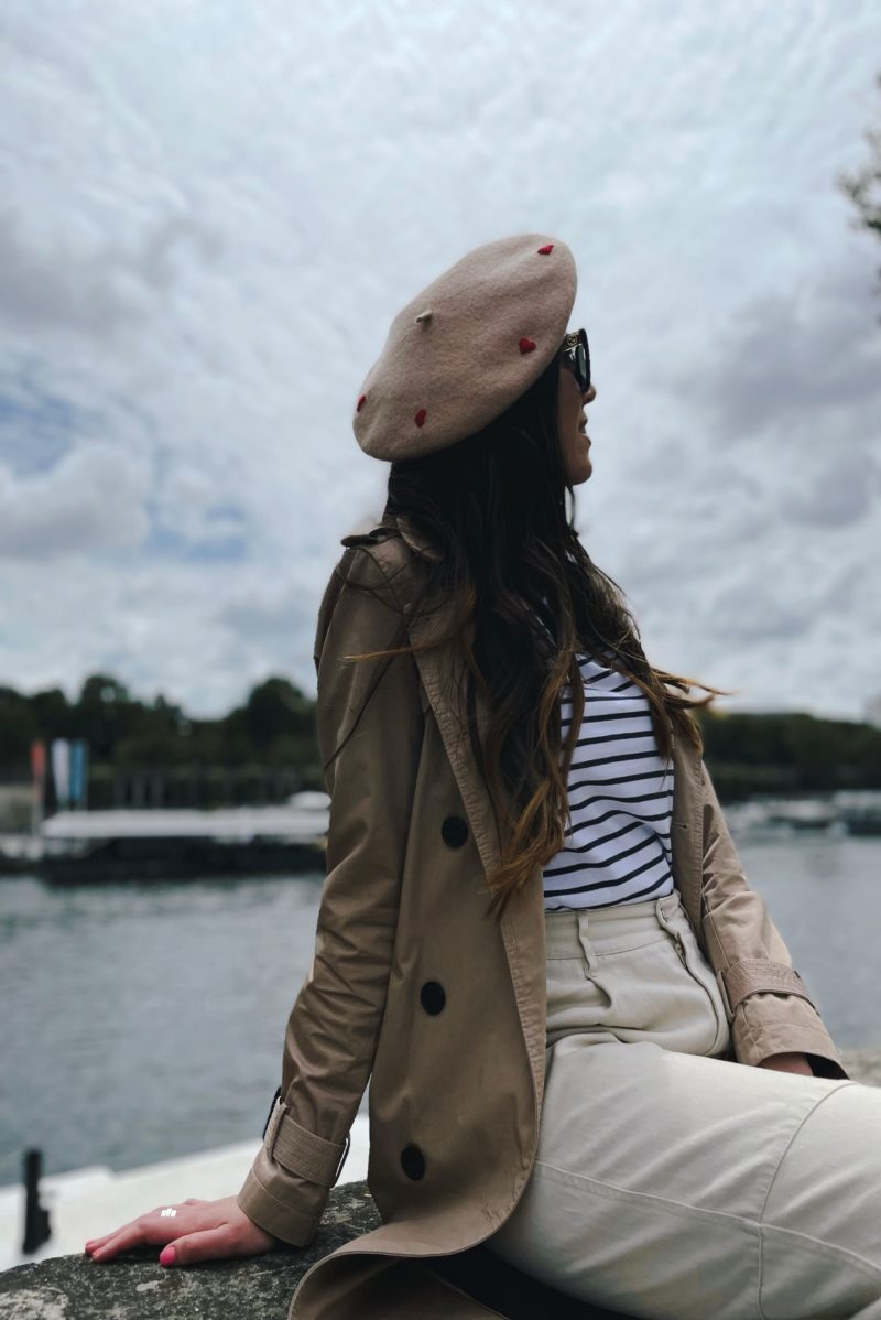 Beige Red Hearts French Style Beret