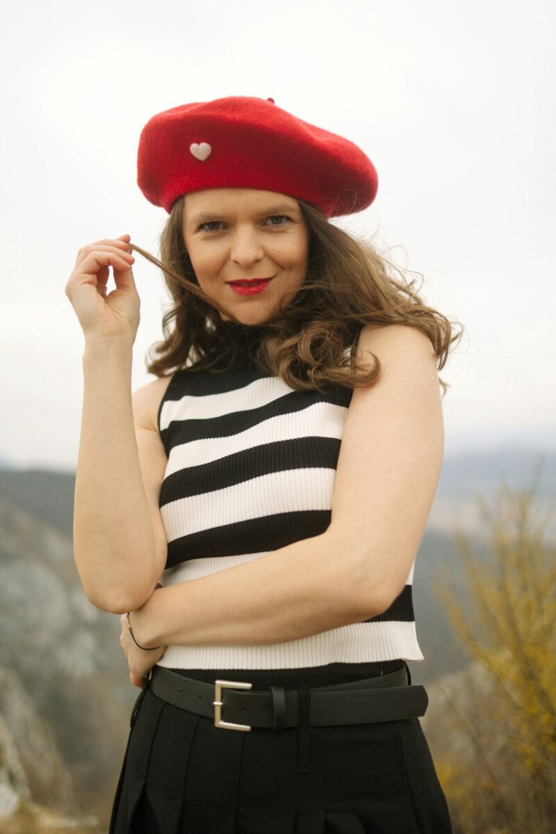 Red Pink Heart French Style Beret