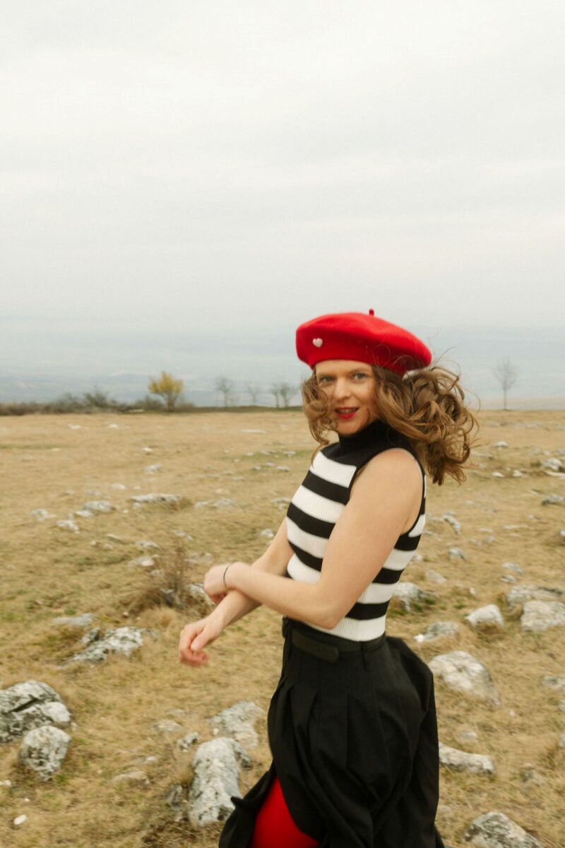Red Pink Heart French Style Beret